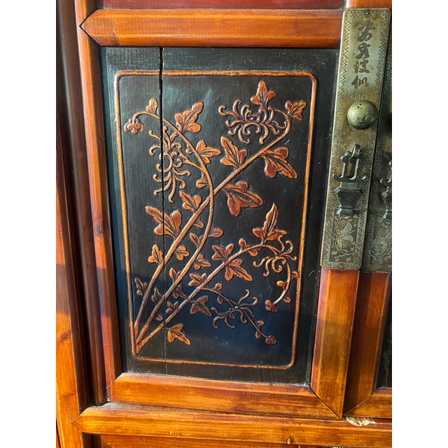 Vintage Asian Brown Storage Cabinet For Sale - Image 13 of 16