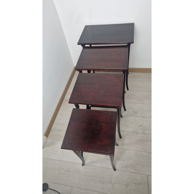 1920s Four 1920s-Style Wooden Nesting Tables with Thonet Label Decorations, Set of 4 For Sale - Image 5 of 18