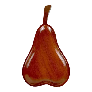 Mid-Century Boho Mahogany Carved Pear Catchall Trinket Bowl Dish