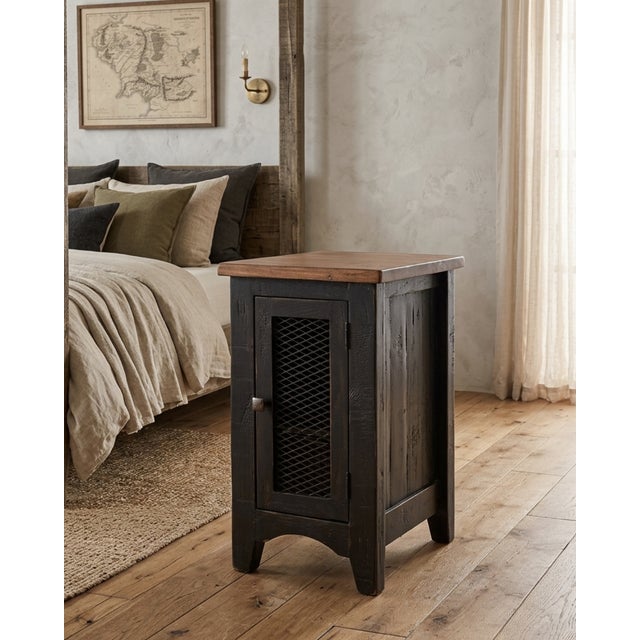 2020s Greenview One Door Side Table - Distressed Black For Sale - Image 5 of 5