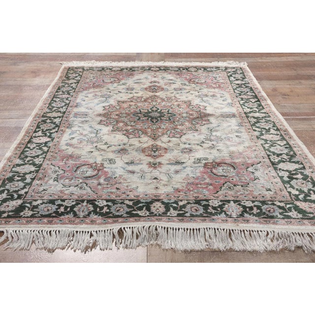 Ivory Late 20th Century Vintage Silk Kashmir Rug, 04'00 X 06'00 For Sale - Image 8 of 10