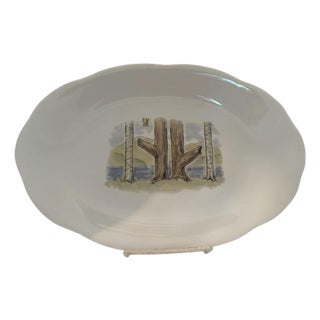 Contamporary Shabby Chic Tree Trunks Porcelain Platter - Unsigned For Sale