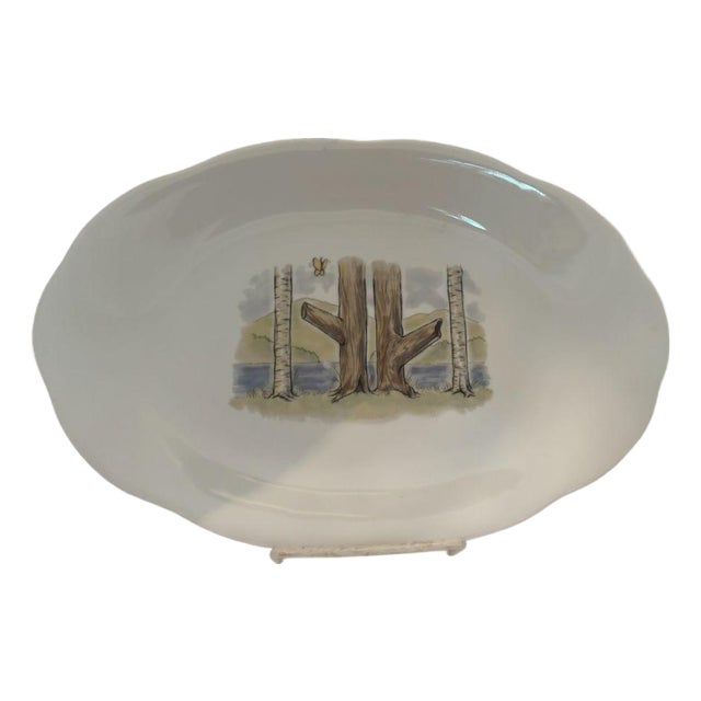 Contamporary Shabby Chic Tree Trunks Porcelain Platter - Unsigned For Sale