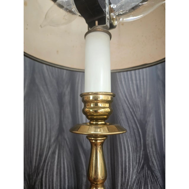 Metal Vintage Brass Candlestick Lamp For Sale - Image 7 of 10