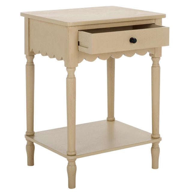 Tan Haven Scalloped 1 Top Drawer Accent Table in Natural For Sale - Image 8 of 10