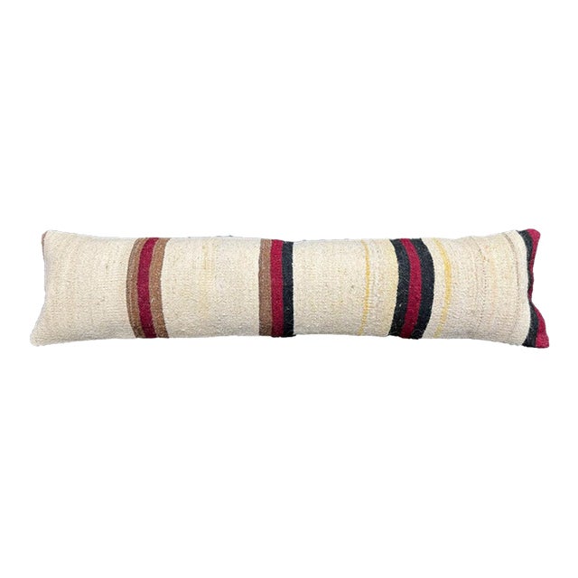 Turkish Hemp Pillow Cushion Natural Beige Brown Cushion Cover 12"x46" For Sale