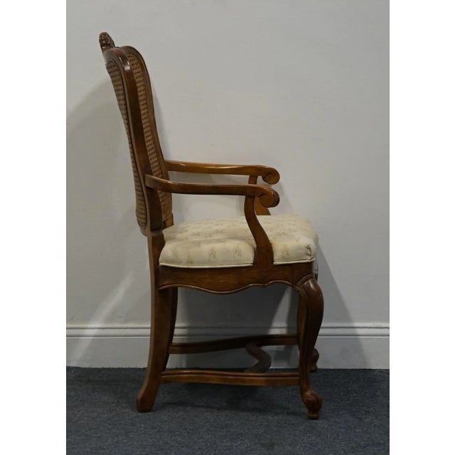 Late 20th Century High End Vintage Solid Walnut Louis XV French Provincial Cane Back Dining Arm Chair 640-552 For Sale - Image 5 of 8