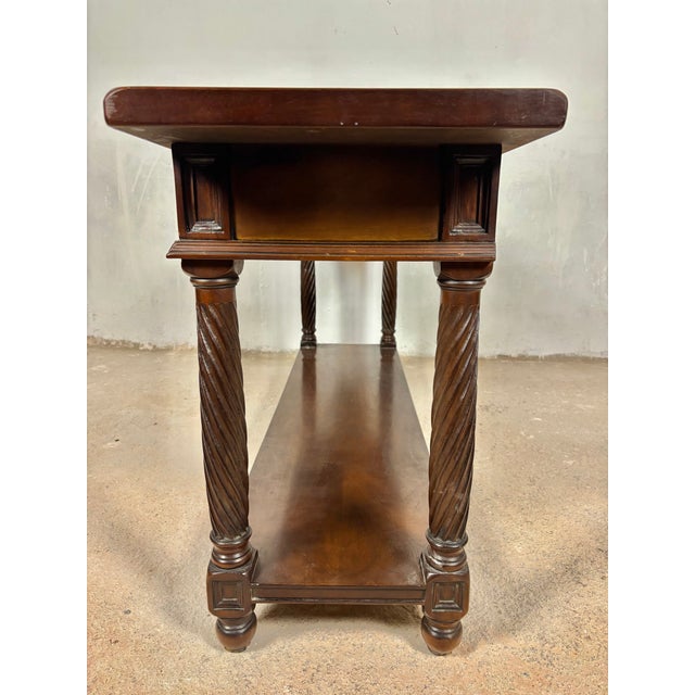Large Spanish Walnut Rustic Console With Three Drawers and Lower Shelf, 1930s For Sale - Image 14 of 15