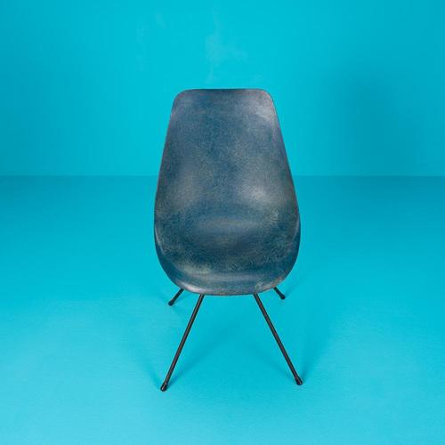 Blue Gelcoat Chair by Jean Raymond Picard, 1950s For Sale - Image 6 of 11