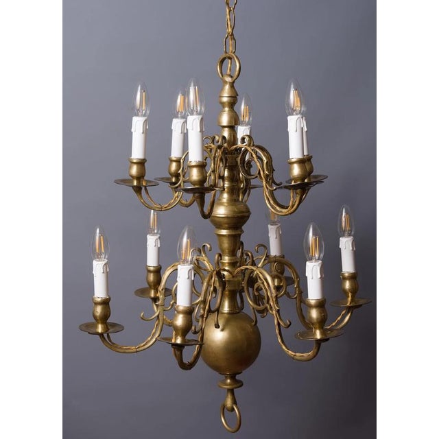 Metal Antique Chandelier in Brass, 1700s For Sale - Image 7 of 7