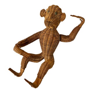 Mid Century Wicker Rattan Monkey For Sale