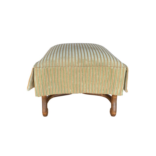 Kreiss Kreiss Foot Stool or Ottoman With Rose Tarlow Striped Velvet Fabric For Sale - Image 4 of 10