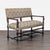 Upholstered seat and back in flame stitch pattern with nailhead trim. The frame is turned wood with carved figures at the...