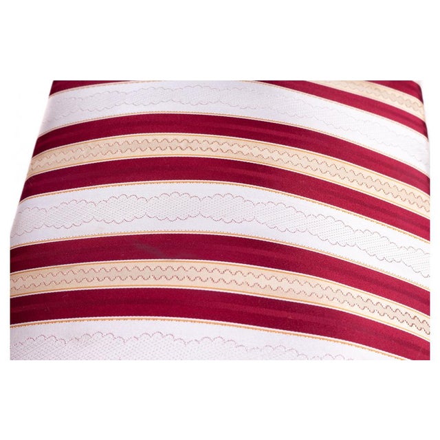 Set of Victorian Chair with Matching Footrest in Ebonized Wood and Striped Satin, 1950s For Sale - Image 6 of 8