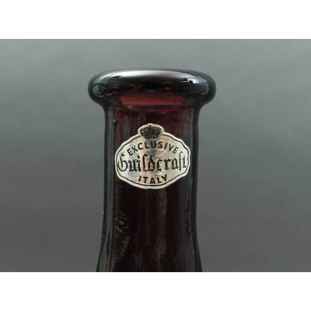 Glass Mid 20th Century Guildcraft Italy Amethyst Empoli Glass Decanter Genie Bottle For Sale - Image 7 of 9