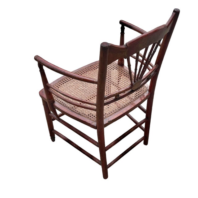 Red & Gilt & Painted Chinoiserie Armchair For Sale - Image 9 of 9