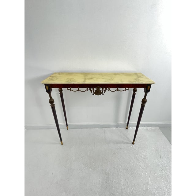 1960s Italian Console Table in Brass and Bronze with Marble Top, 1950s For Sale - Image 5 of 18
