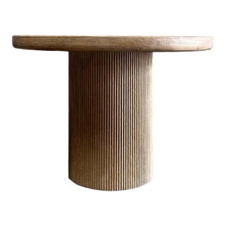 Reclaimed Wood Round Reeded Base Dining Table - 42" For Sale