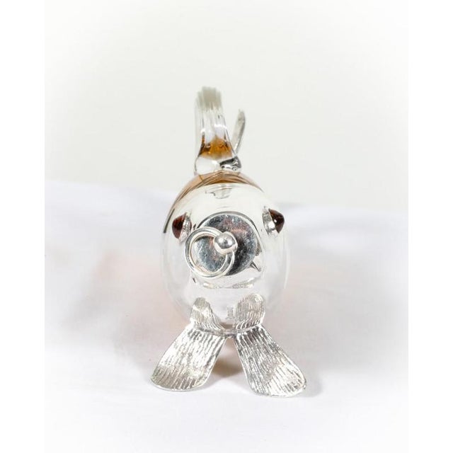 Metal Victorian Silver Plate Glass Fish Bottle For Sale - Image 7 of 7