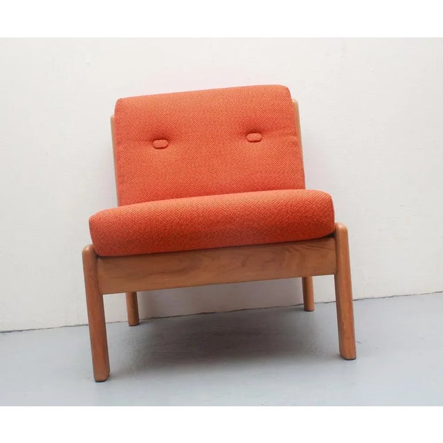 Lounge Chair in Light Oak and Orange Upholstery, 1975 For Sale - Image 11 of 12