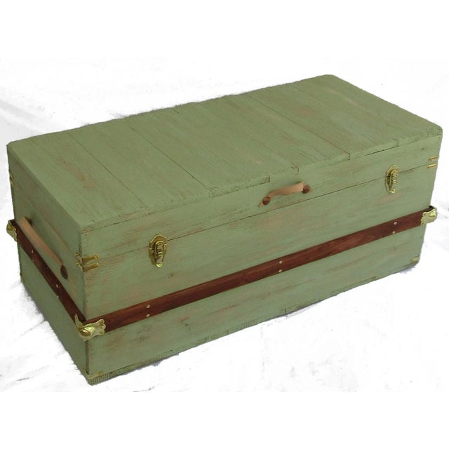 French Sage Hope Chest Coffee Table Trunk For Sale - Image 3 of 7