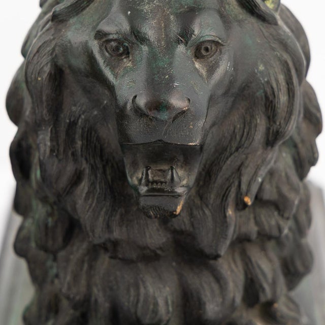 19th Century Victorian Verdigris Patinated Bronze Trafalgar Lions, 1870, Set of 2 For Sale - Image 13 of 18