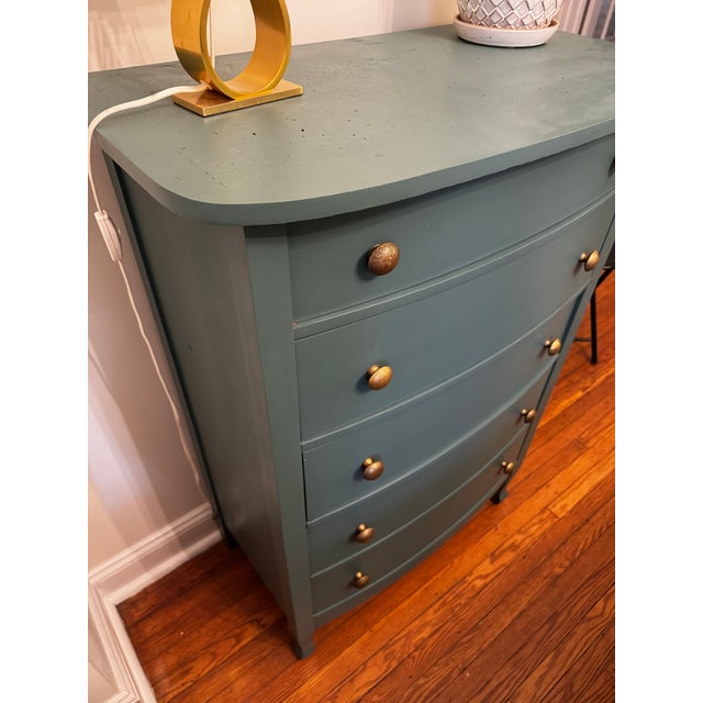 Green Vintage 5-Drawer Chest, Hand-Refinished in Hidden Gem For Sale - Image 8 of 9