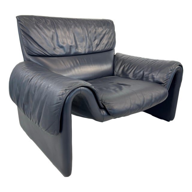 Dark Blue Black De Sede Ds 2011 Leather Armchair For Sale