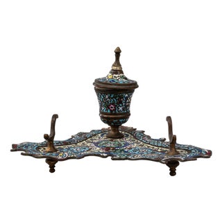 19th Century French Bronze Desk Inkwell For Sale