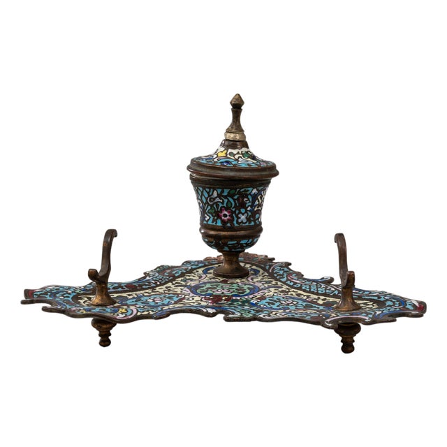 19th Century French Bronze Desk Inkwell For Sale