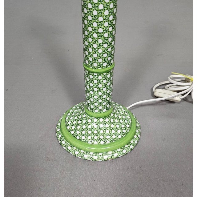 Ceramic Green Glazed Ceramic Table Lamp with Webbing Pattern For Sale - Image 7 of 16