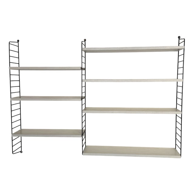 Vintage Wall Rack with White Shelves by Kajsa & Nils Nisse Strinning, 1960s For Sale