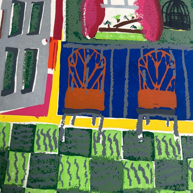 1970’s Original Folk Art Colorful House Interior Serigraph Print For Sale In Philadelphia - Image 6 of 8