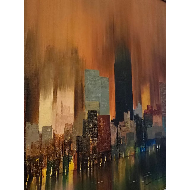 Vintage Mid Century Modern Signed Painting Reflection For Sale - Image 9 of 12
