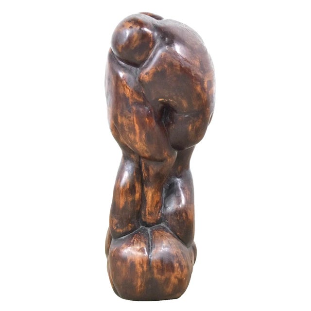 Mid-Century Modern 1950s Ben Goodkin Carved Wood Abstract Figurative Sculpture,signed. Large For Sale - Image 3 of 7