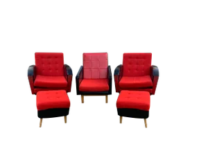 Mid-Century Lounge Chairs with Ottomans, 1960s, Set of 5
