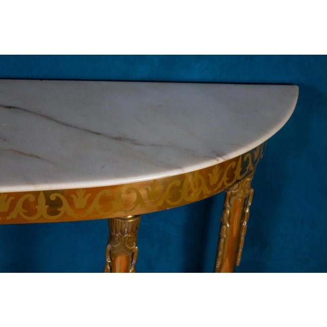 1950s Mid Century Italian Oval Shaped Brass Console Table, 1950 For Sale - Image 5 of 11
