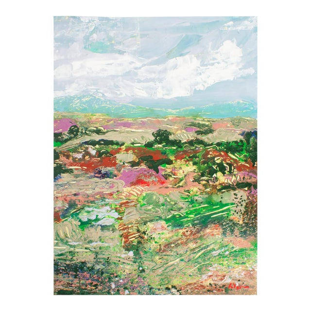 1980s Abstract Acrylic Landscape by Harry Hilson For Sale