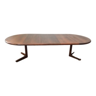1960s Modern Design Walnut Extension Dining Table For Sale