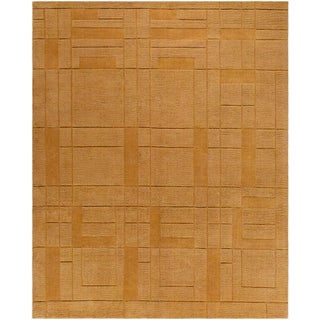 Frank Lloyd Wright Foundation x SURYA Luxuries Handmade Rug Tan 9x12 For Sale