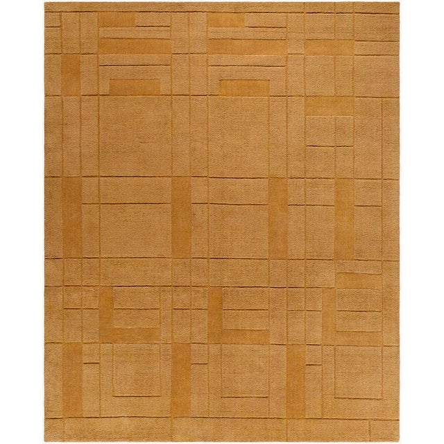 Frank Lloyd Wright Foundation x SURYA Luxuries Handmade Rug Tan 9x12 For Sale
