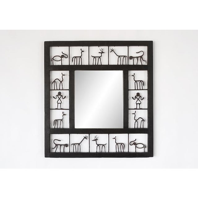 Mid-Century Frederic Weinberg Style Square Mirror With Animal Motifs For Sale - Image 13 of 13