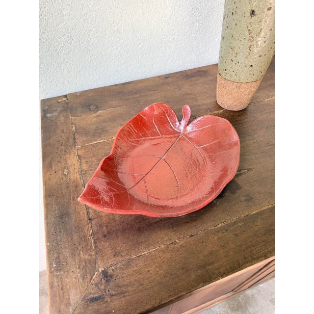 Red Leaf Ceramic Dish, 1960s For Sale - Image 11 of 18