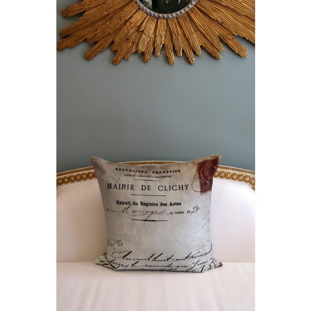 Textile Paris Photo Pillow French Marriage Document Dated 1874 For Sale - Image 7 of 13