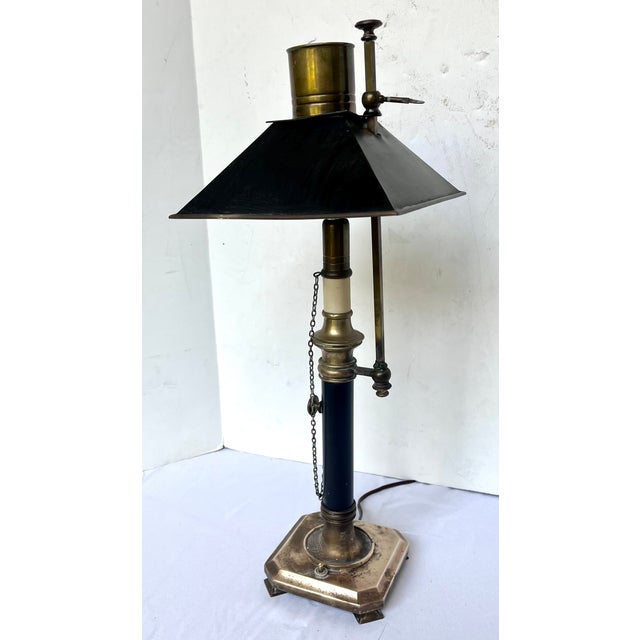 1970s Chapman Brass French Bouillotte Lamp With Black Tole Shade For Sale - Image 13 of 14