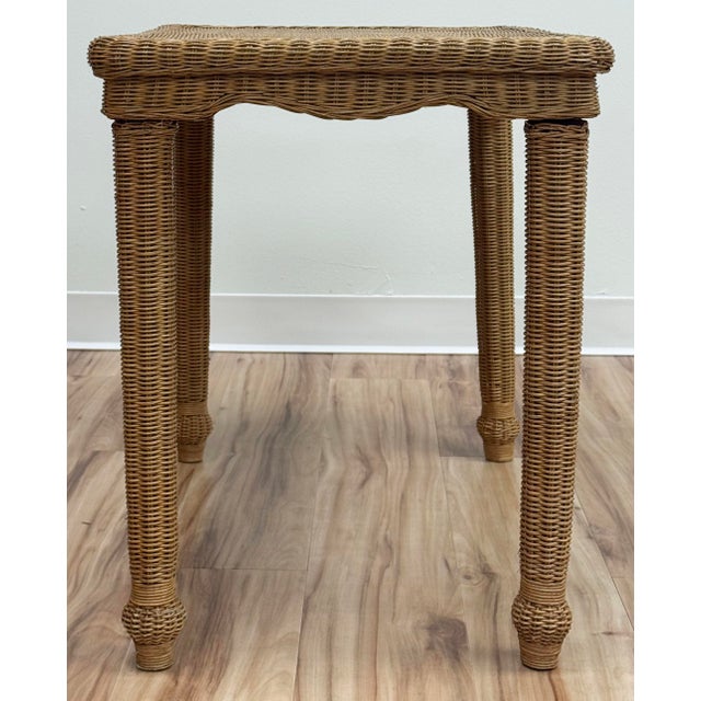 Brown Vintage Woven Wicker Side Table For Sale - Image 8 of 9