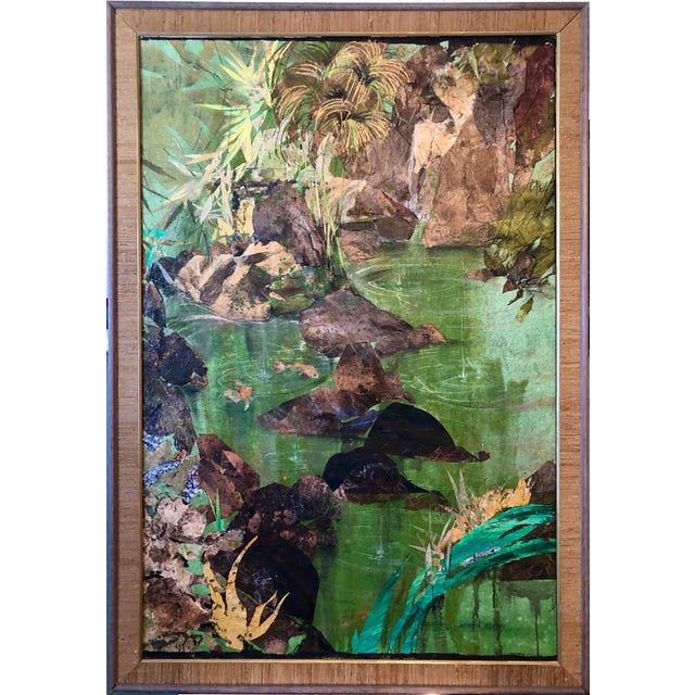 First Rain at San Miguel de Allende, mixed media, acrylic and collage on canvas, signed lower left, titled, signed and...