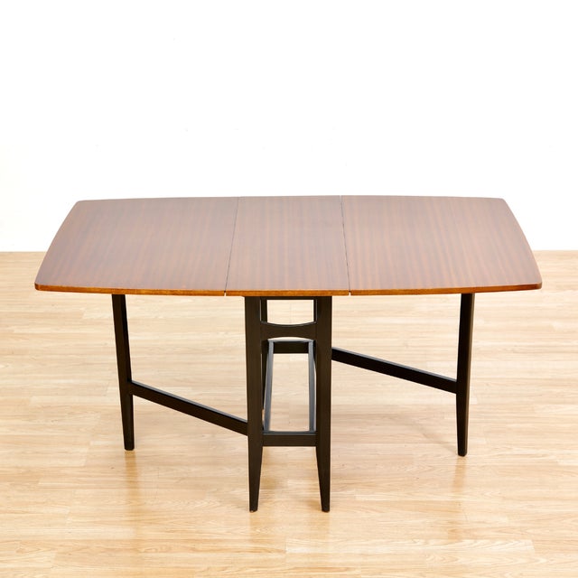 1960s Mid Century Ebonized Drop Leaf Dining Table For Sale - Image 11 of 12