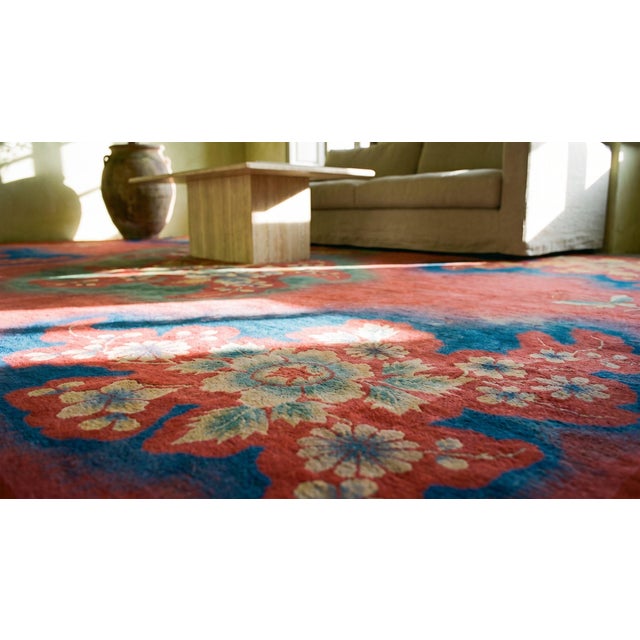 Textile Red Chinese Art Deco Rug 10'0" x 13'6" For Sale - Image 7 of 8