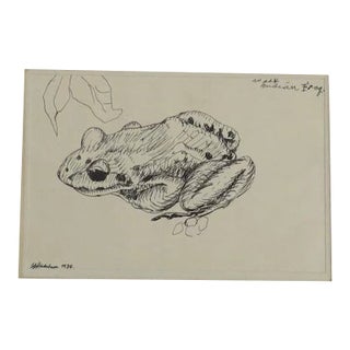 Early 20th Century "Frog" Pen and Ink Drawing by Lester Bridaham For Sale